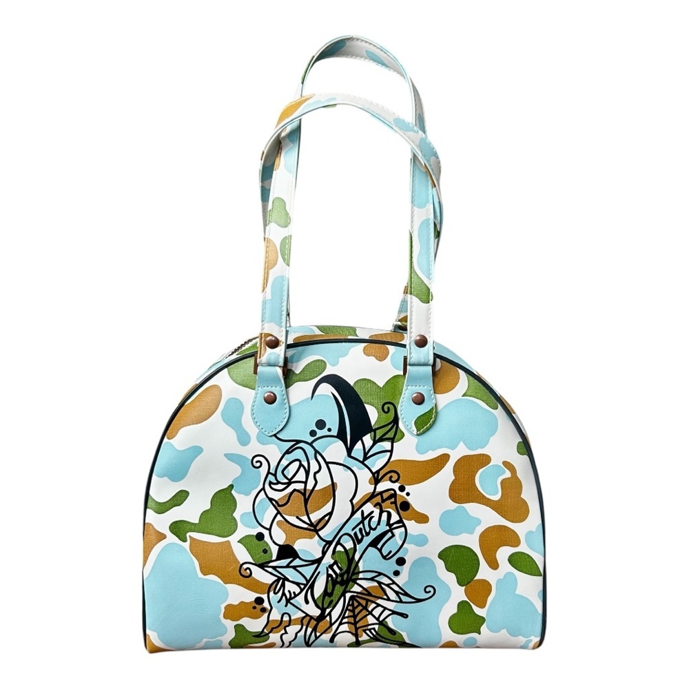 Rare Vintage Von Dutch 90's Handbag  Camo Camouflage Cow Print Bowling Bag/Tote - Picture 3 of 9